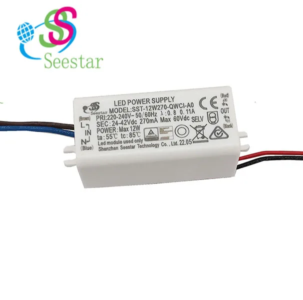 Seestar 12W 24-42V 300mA  PF 0.8  led driver for wall light with new ERP tuv CB SAA flicker free THD <10% mirror light tuv drive
