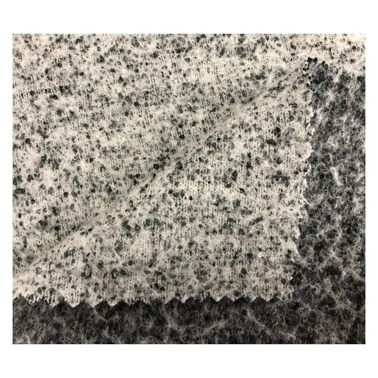 High quality ivory double faced tweed cotton and wool knitting fabric for dresses