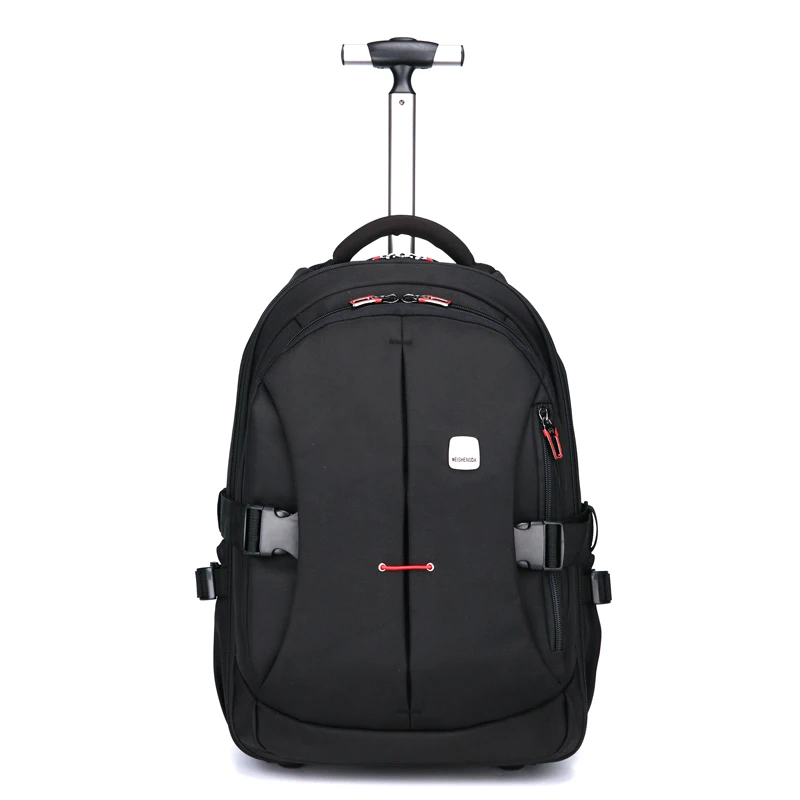 Multi-function roller laptop backpack trolley bag pull rod luggage backpack hand push schoolbag 2024