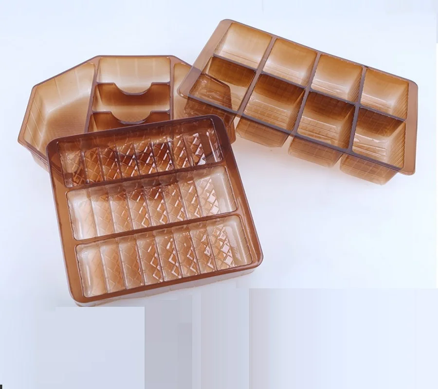 Food Grade Plastic PVC Chocolate Candy Tray Black Bottom Chocolate Blister Packing Cookies Trays PET Insert For Chocolate