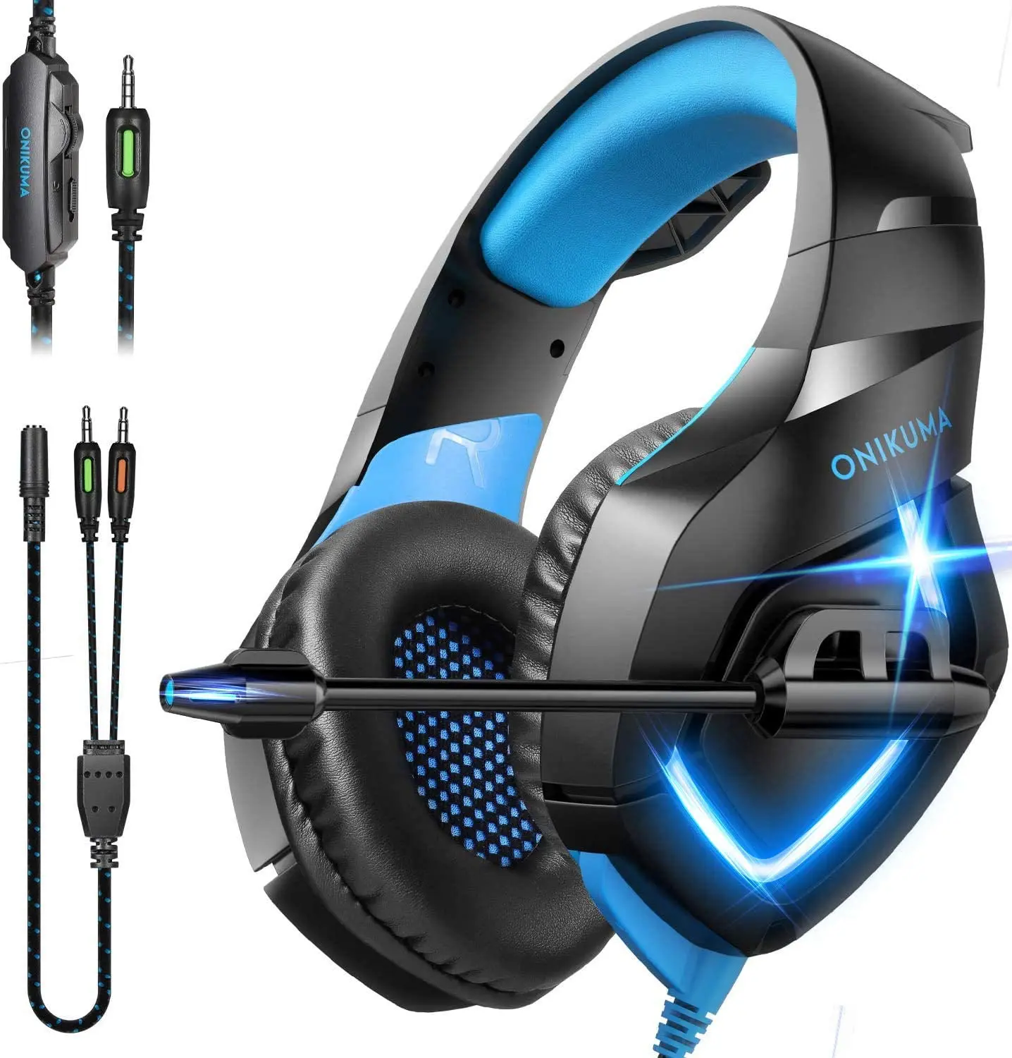 ONIKUMA Gaming Headset Over Ear Gaming Headphone with Microphone,Noise Canceling Stereo Sound Soft Memory Ear Cup for PC,PS4,PS5