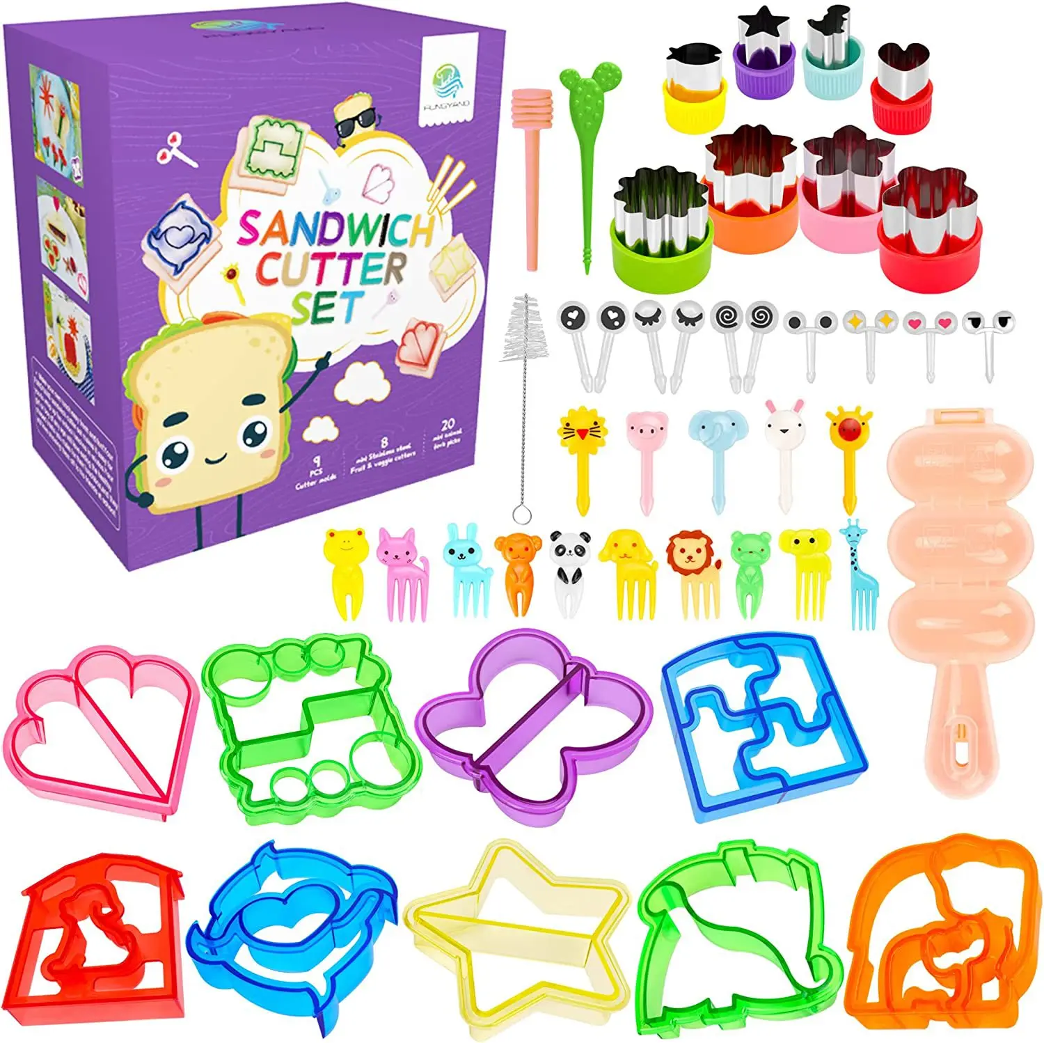 45pcs sets sandwich set Bento Box Accessories Set Bread cutter Animal fruit fork