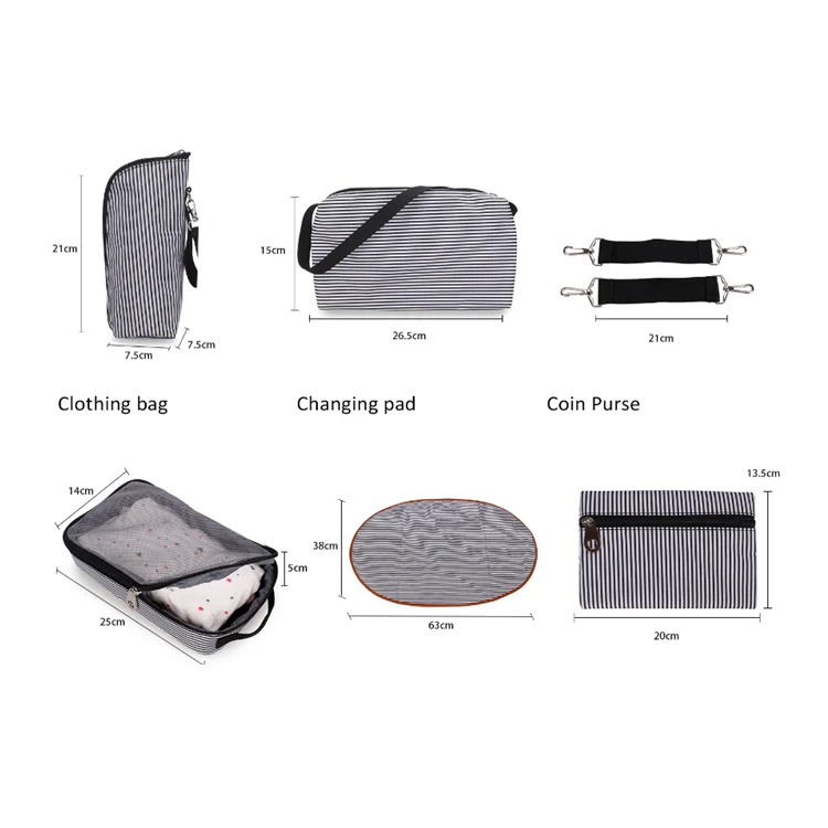 Mummy bag set, large capacity mother and baby diaper bottle storage bag, female maternity bag