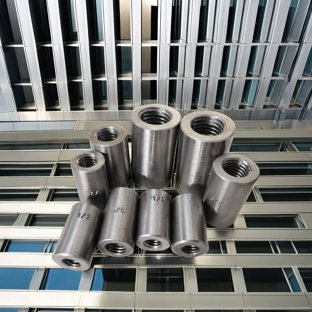 Modern Style Bolted Rebar Coupler 14-40mm Carbon Steel Reinforcing Bar Coupler Industrial Building Office Use Polished Finish