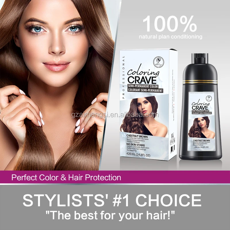 OEM 3 in 1 magic no side effect natural fast silky liquid purple brown black hair dye color shampoo for white hair