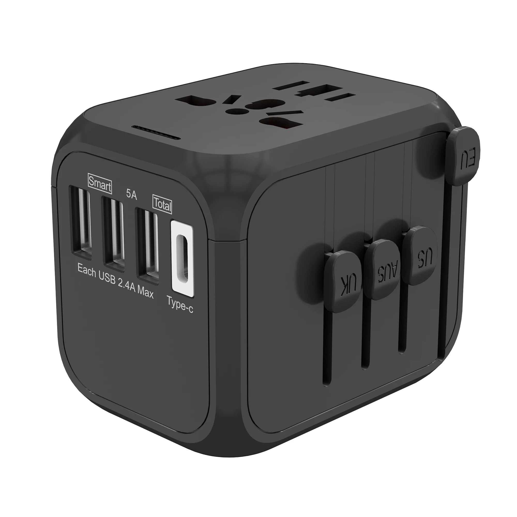 Дорожное зарядное устройство с 4 USB-портами и вилкой Стандарта ЕС и Великобритании