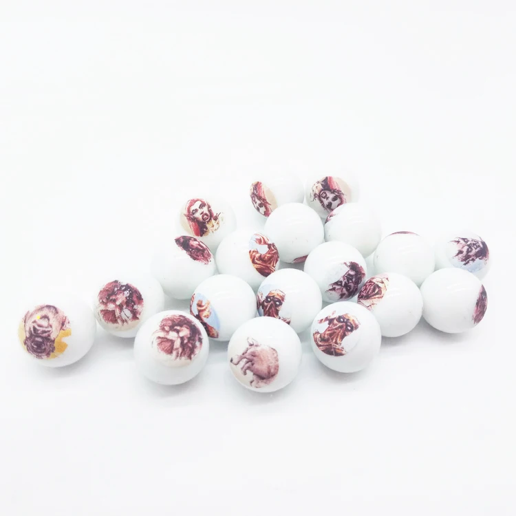 Wholesale  colorful playing marble ball printed toy glass marbles for children