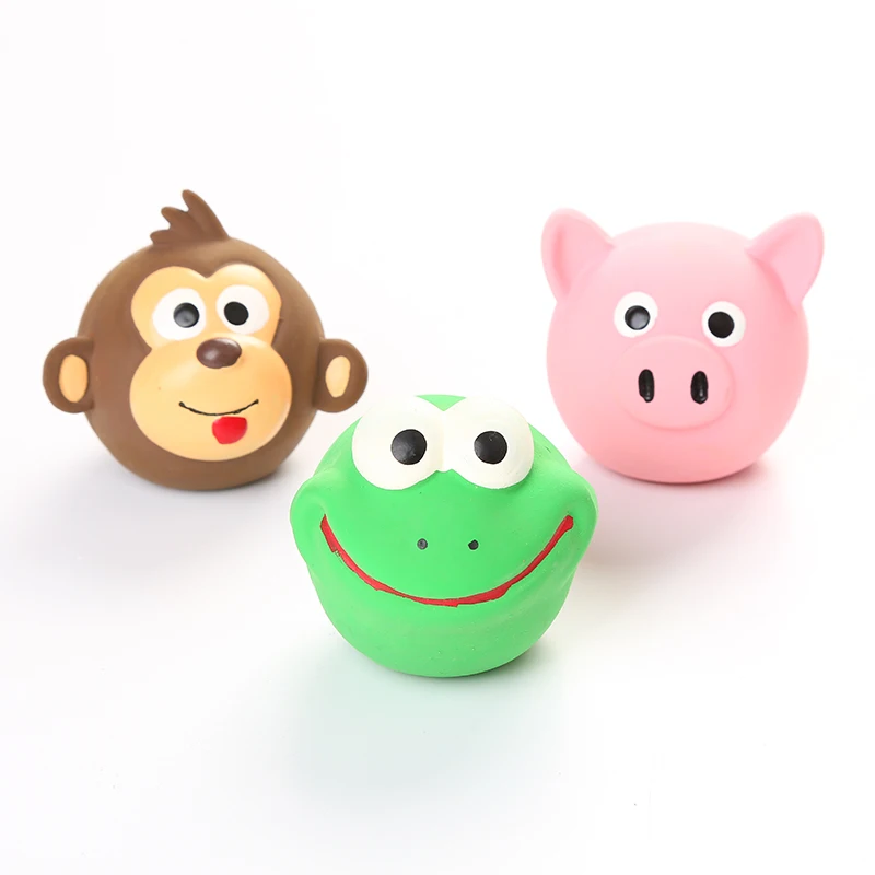 Exquisite Design Pet dog toy cute head modeling  monkey frog pig shape latex toy in stock fast delivery pet toys