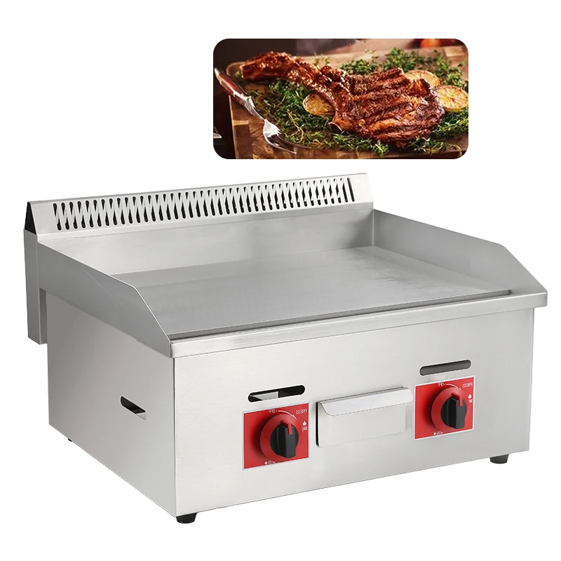 Commercial Kitchen Equipment Gas Griddle Industrial LPG Gas Flat Plate Griddle Grill Steak Pasta Griddle Machine Wholesale