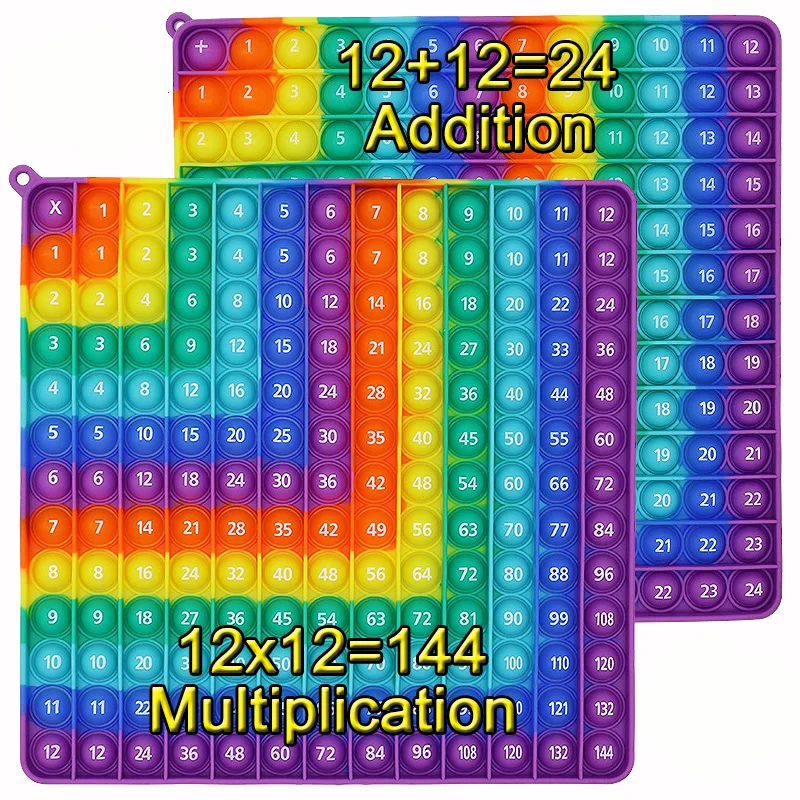 READY TO SHIP 24cm/9.5in Big Silicone Push Pop Bubble Fidget Toys,  Rainbow Math Letters Phonics Learning Educational Pop Toys