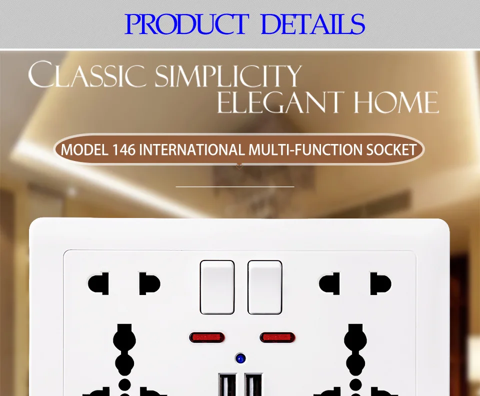 Smart Home Wall Multi 10pin Socket With Usb Port Universal Switched Usb Socket wall switch socket