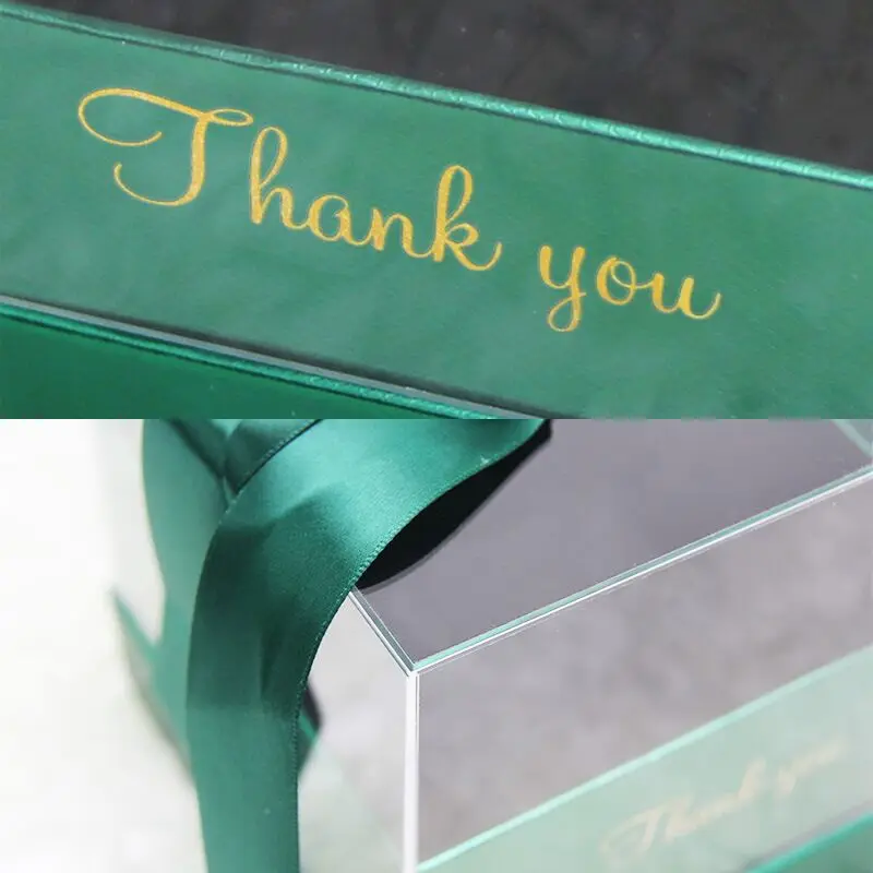 
Dark Green Wedding Candy Gift Box PVC Plastic Box with Ribbon Packaging Chocolate Foldable 