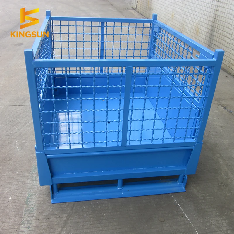 collapsible stacking steel wire mesh pallet box metal rack stillage metal pallet steel mesh box for auto parts