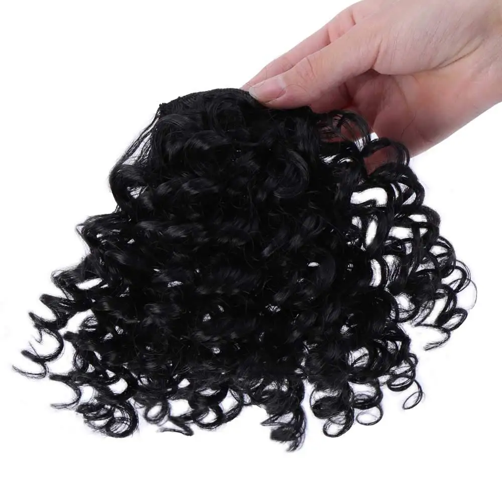 Best Sale 3 Colors Afro Curly Synthetic Hair Bang Heat Resistant Fringe Bangs Clips In Hairpieces With Natural for Black Women