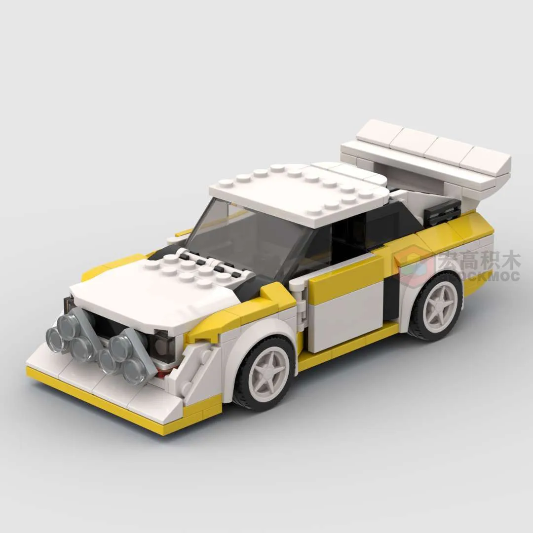 MOC Brick Audied Quattro S1 Racing Sports Car Vehicle Speed Champion Racer Building Blocks Technology Cars Garage Toy for Boys