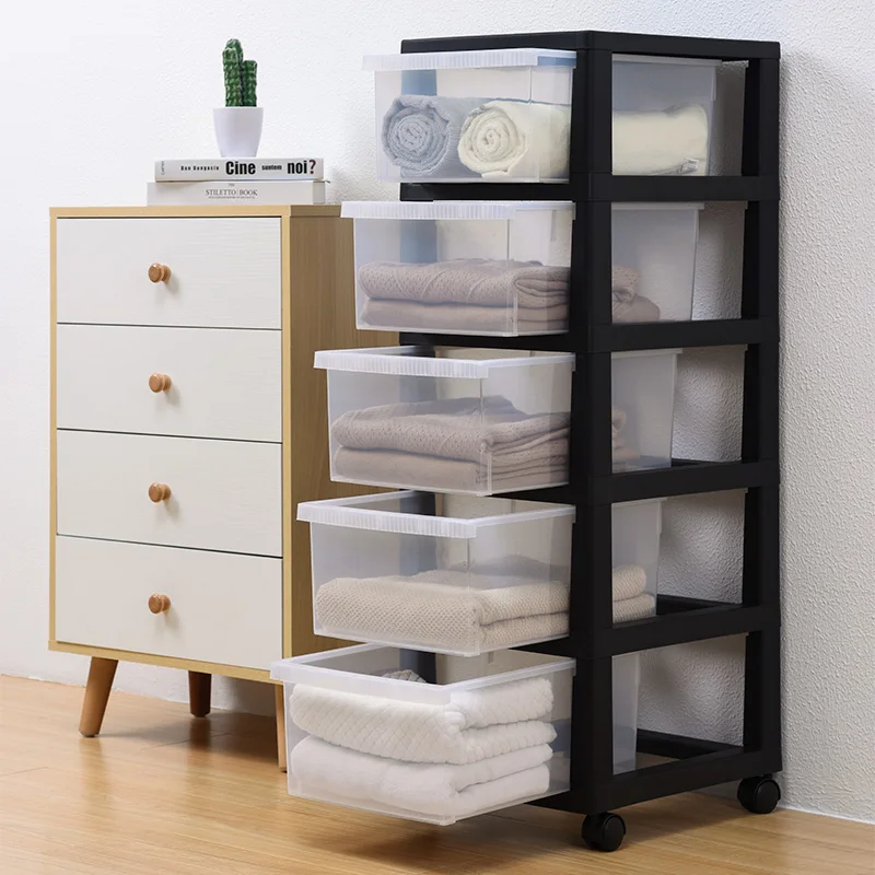 Popular design space saving storage drawers plastic cabinet large size for home