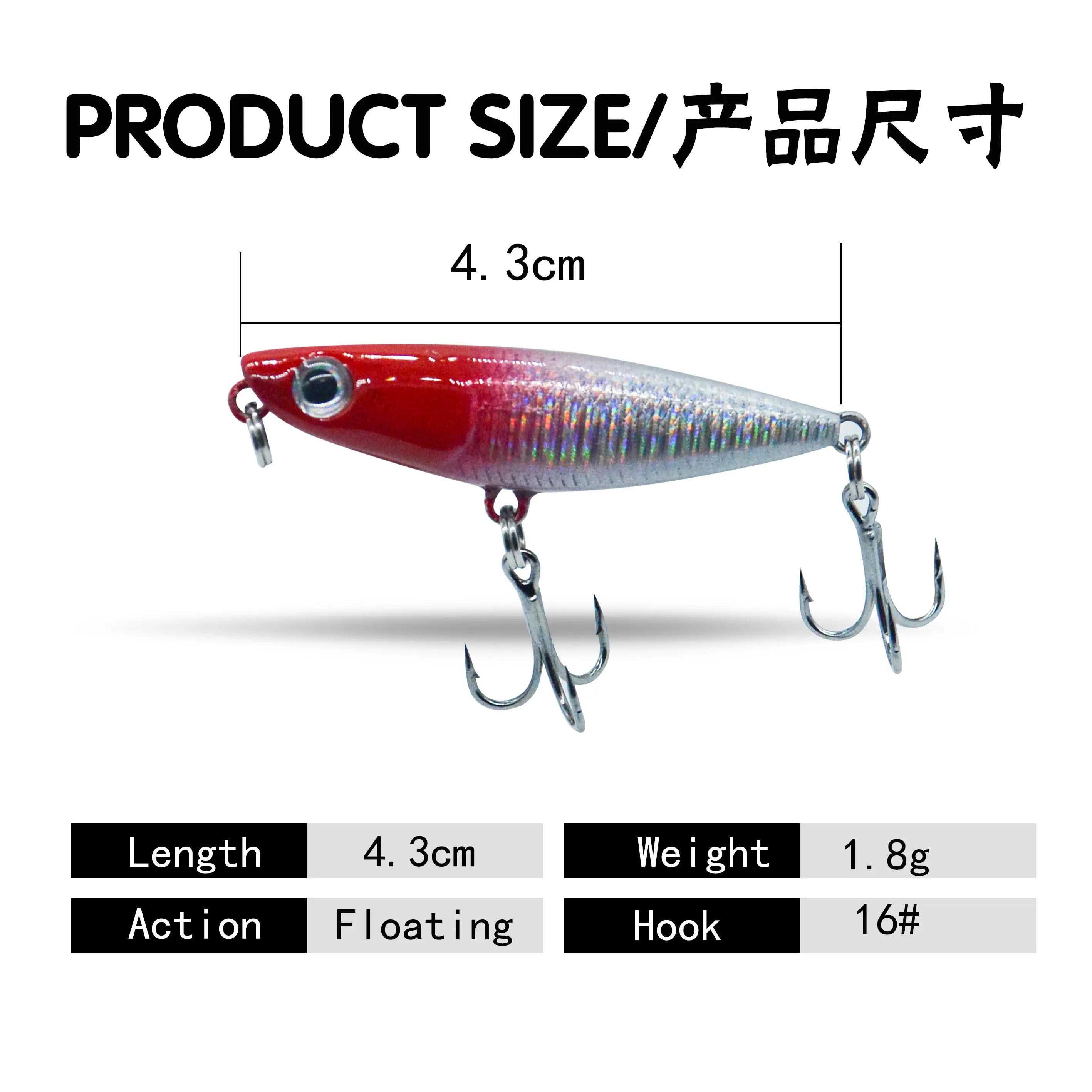 Wholesale discounts price 43mm 1.8g Top Water Fish Baits Fishing Lures Bait Walk Dog Floating Pencil Lure for bass