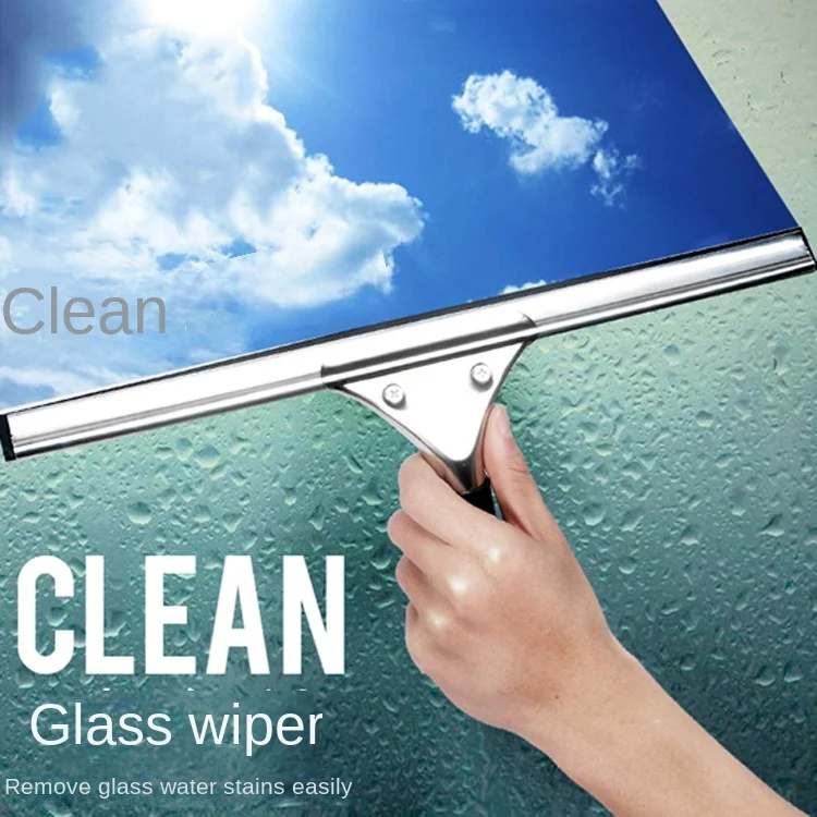 2022 new product tools stainless steel window squeegee glass wiper squeegee cleaner window scraper with holder and rubber strip