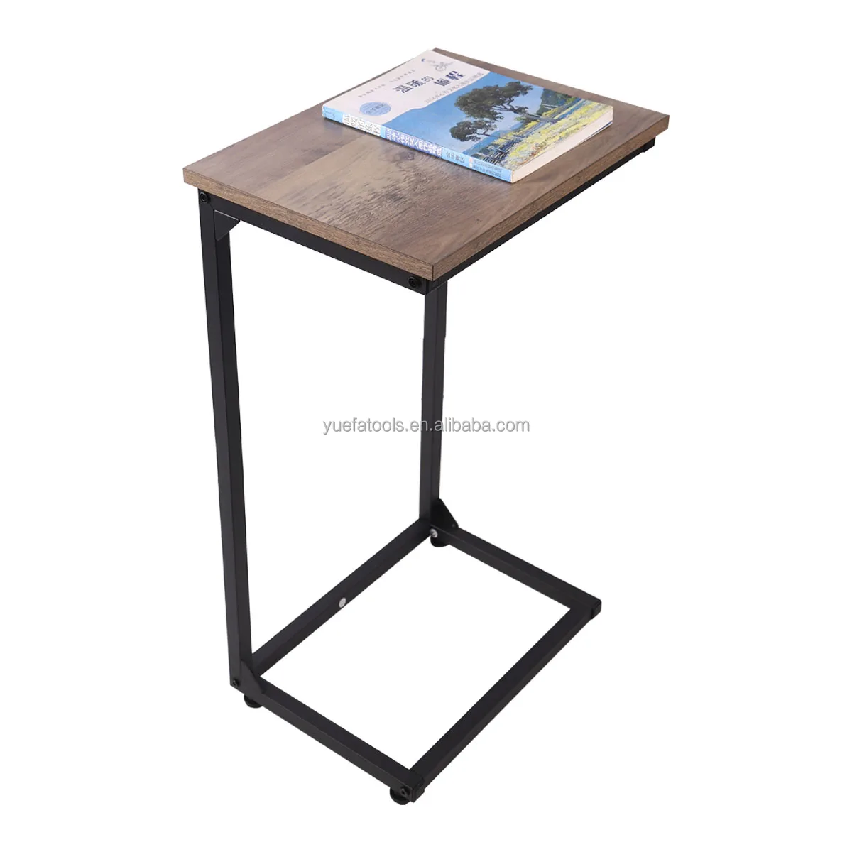 Side Table Sofa Accent Couch Table Metal Frame C Shaped End Table For Coffee Snack Laptop