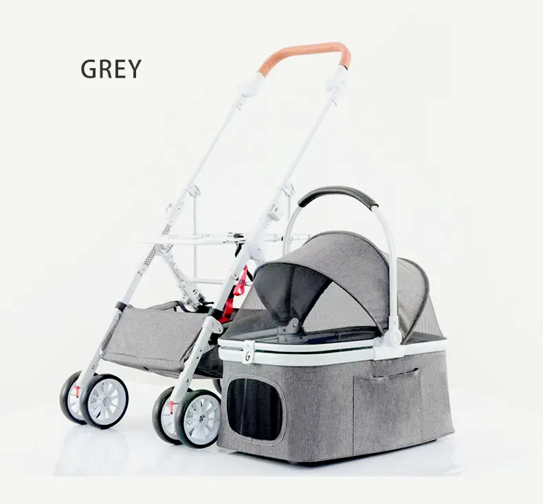 Hot sell easy fold removable liner storage basket pet dog stroller soft-sided for dog cat travel pet trolley carrier with wheel