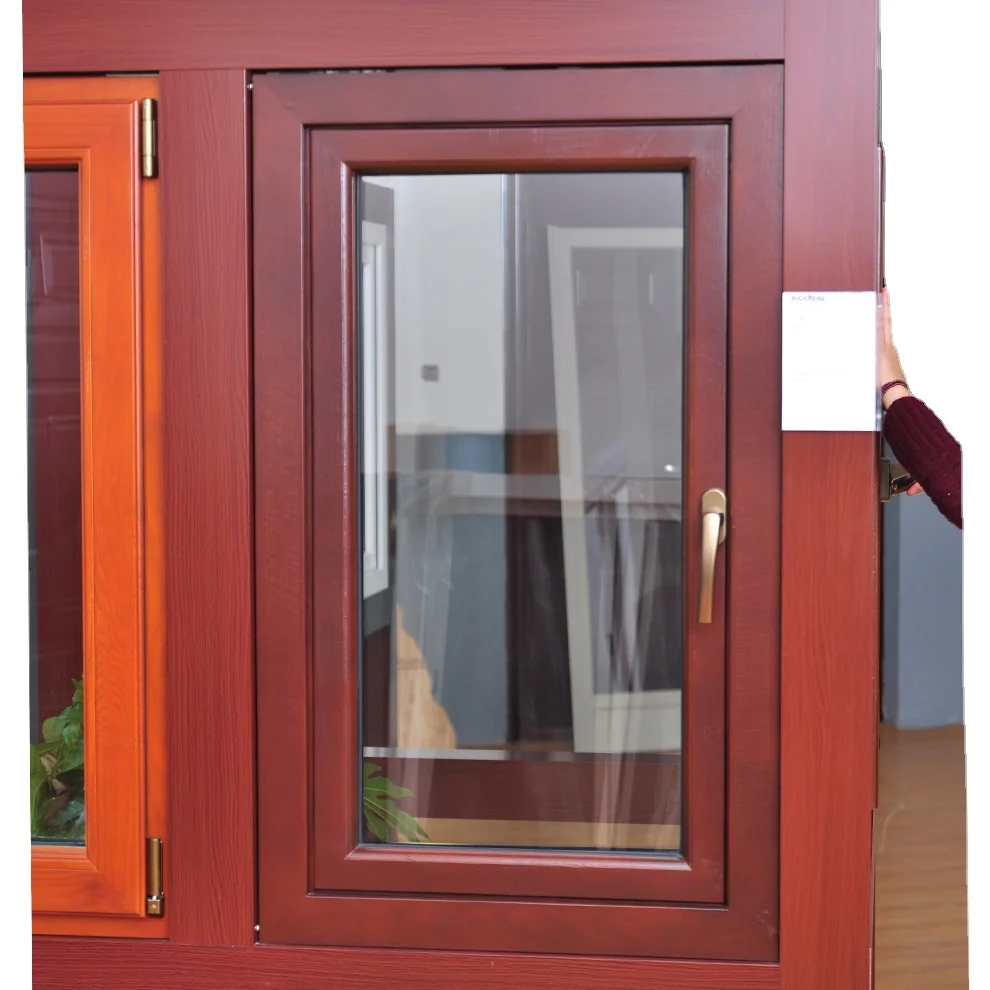 OEM hot sale soundproof glass windows thermal break aluminum clad wood timber casement out house windows