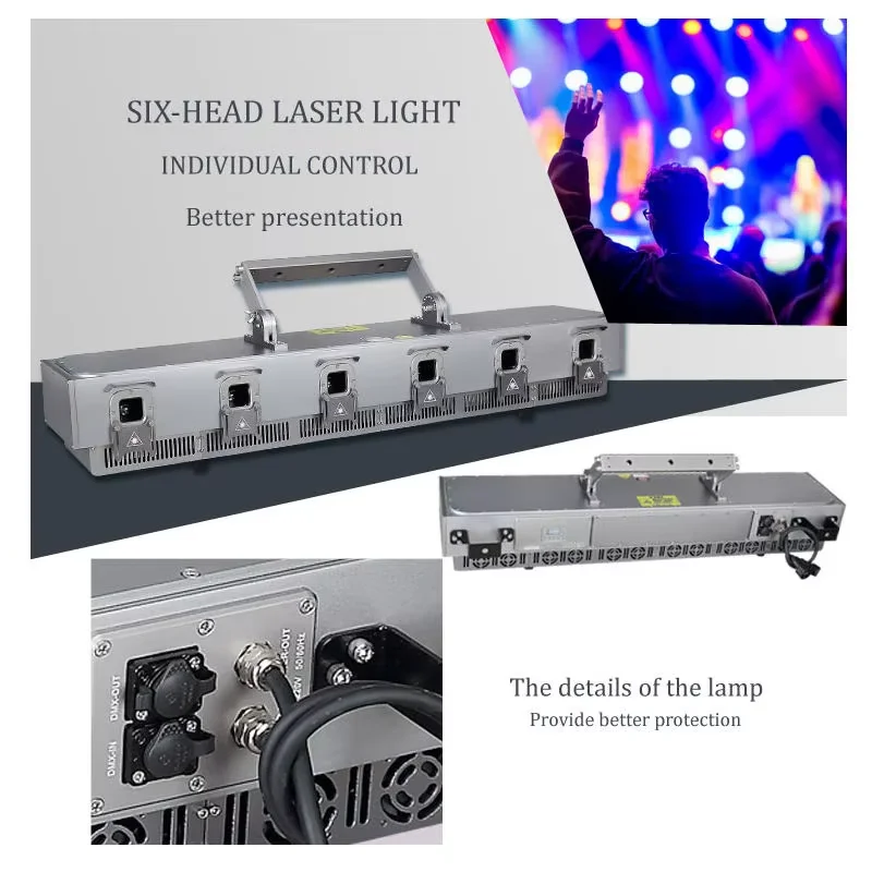 ZY Outdoor Waterproof RGB IP65 Projector Latest 2W Laser With 6 Eye Aluminum Body DMX512 Control Mode 12W/18W Power