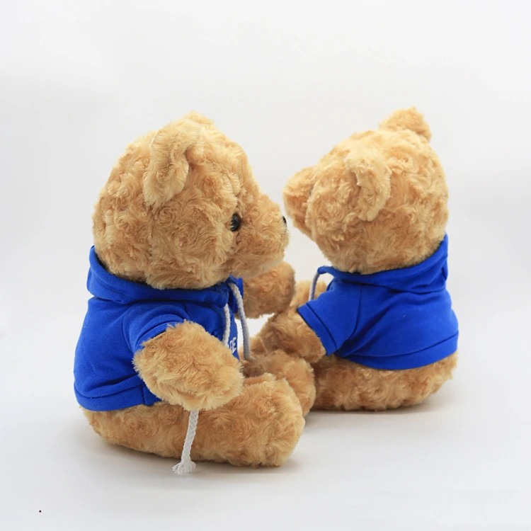 SongshanToys Customised OEM Plush Soft Toy Small Mini Brown Teddy Bear custom logo colorful hoodie t shirt Stuffed Animal Gift
