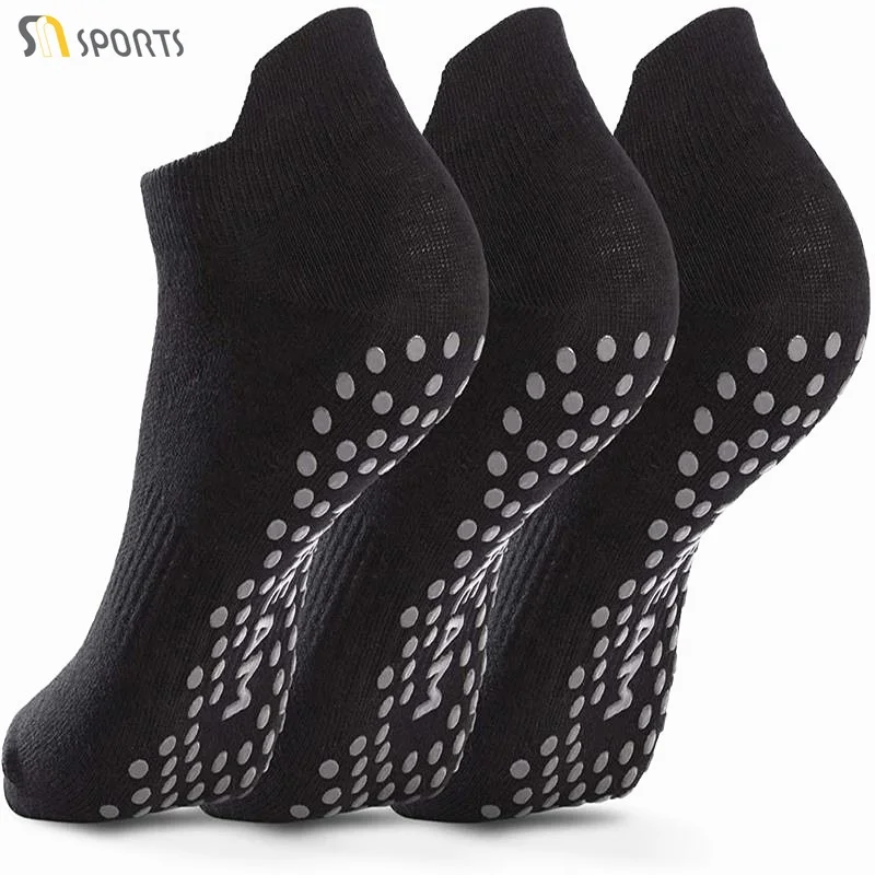 Comfortable Knitted Cotton Anti Slip Barre Yoga Socks Women Pilates Grip Ankle Socks