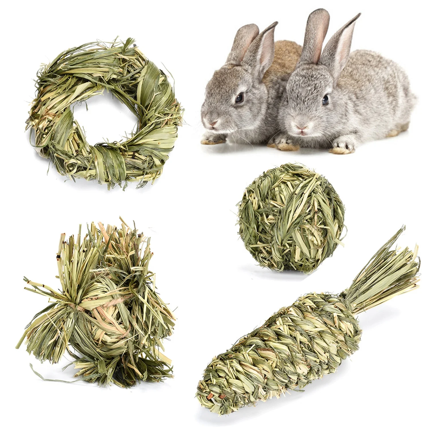 Snack Rabbit Guinea Pig Chinchilla Timothy Hay Pellets Pet Toys Grass Carrot For Rabbits