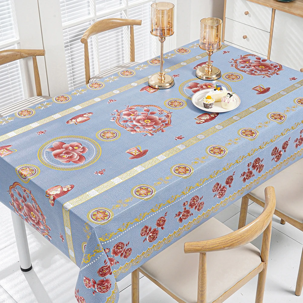 Luxury waterproof vinyl plastic pvc dinner table cover