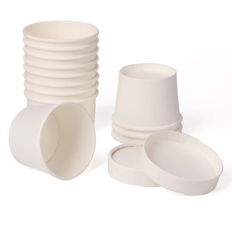 Одноразовый бумажный стаканчик для мороженого с бумажной крышкой, миска для замороженного йогурта 2 унции/4 унции