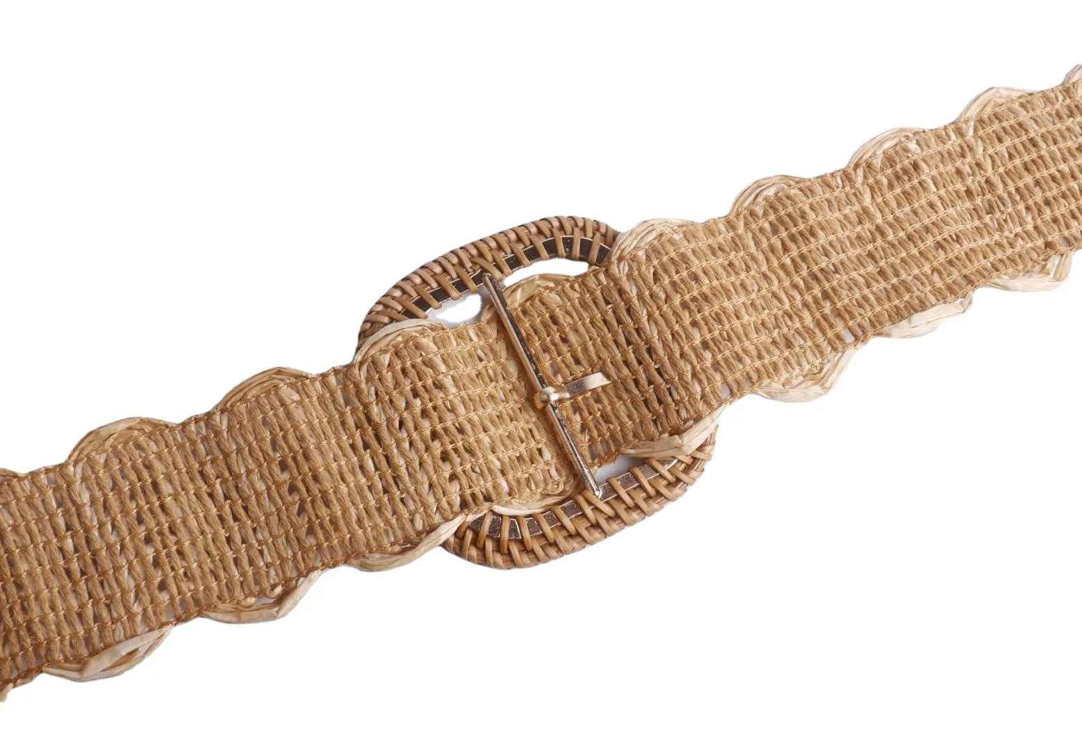 New Custom Handmade Rattan Buckle Fiber Fan Braided Belt Retro Knit Dress Belt Women