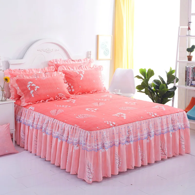 Bed Skirt Double Lace Bed Sheets with bed sheet bedding skirt set pillow case Protective Cover