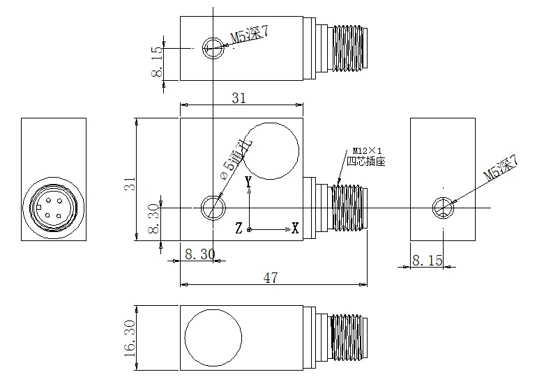 Three-dimensional Output Triaxial Accelerometer A26F100T01C Industrial IEPE Vibration Acceleration Sensor