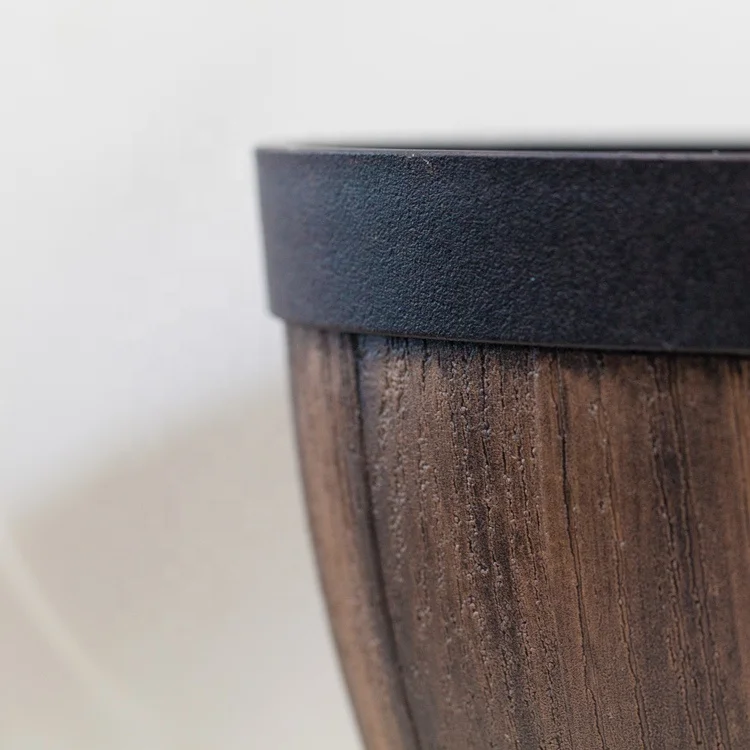 Outdoor Indoor Balcony Wood Bucket Garden Home Decor Modern Round Plant Flowerpot Plastic Planter Pot