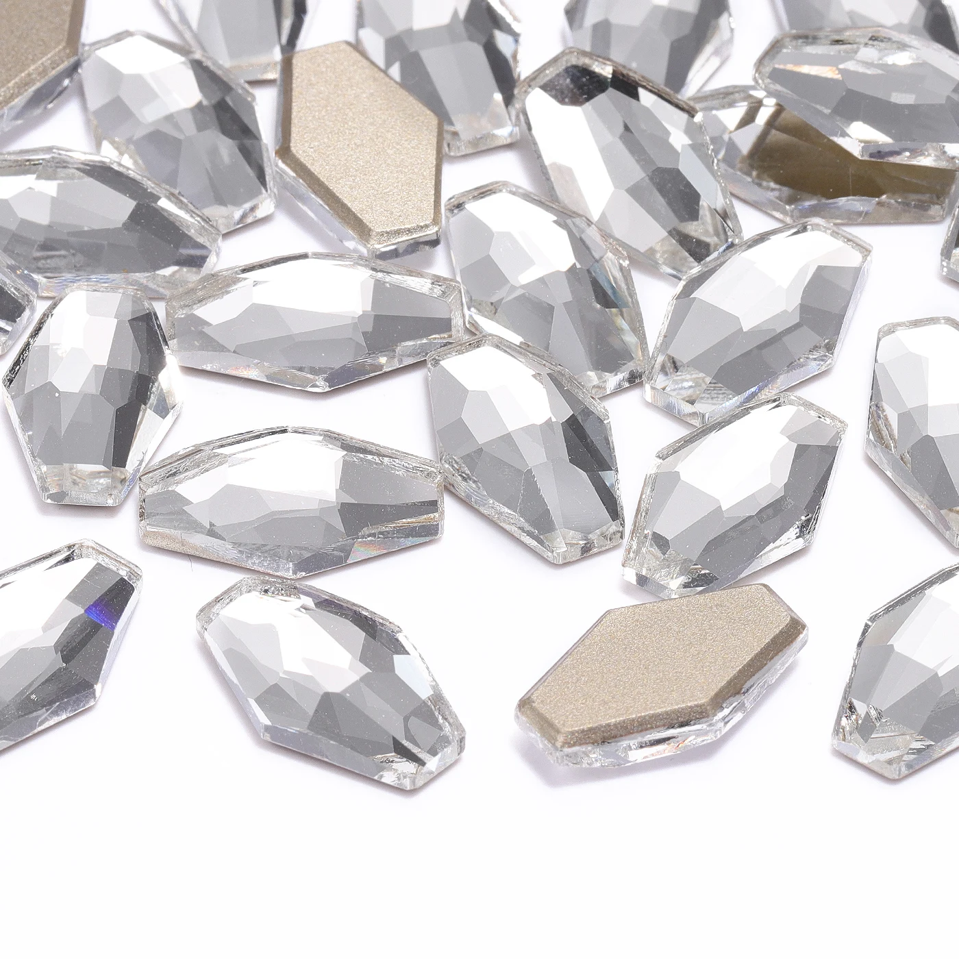 Hexagon QIYI Wholesale FlatBack Bevel Stone Glass Crystal AB Flat Back Coloful Rhinestones Buttons for Bouquet Rhinestones