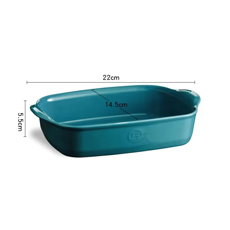 High quality ceramic rectangular binaural casserole for household kitchen with lid bakeware