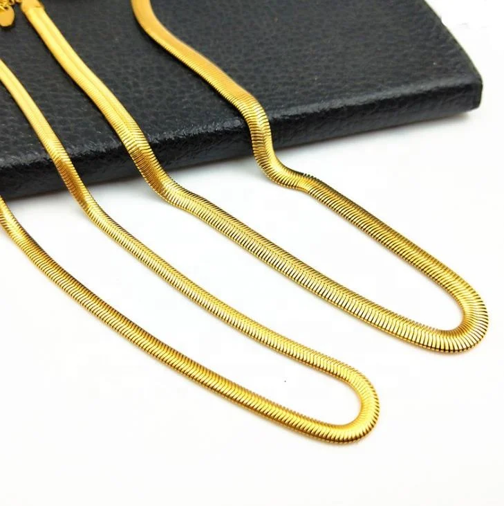 Hot selling 8mm Bold Thick Snake Chain Choker Herringbone Chain 18k Gold Plated Flat Snake Chain necklace women daily Party wear