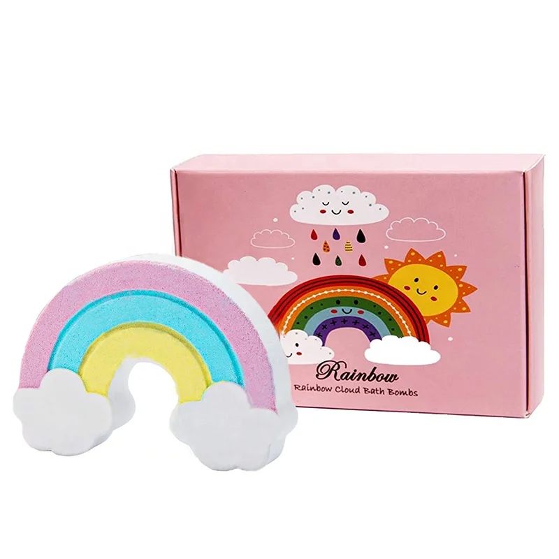 OEM wholesale natural organic large cloud colorful unicorns arch rainbow bath bomb