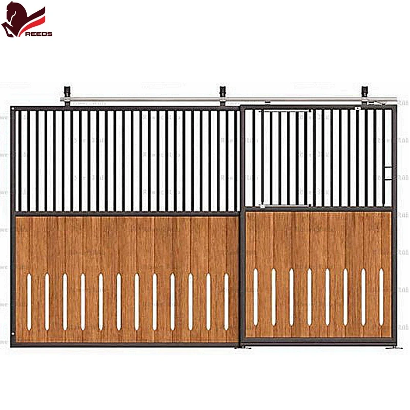 Steel made powder coated wooden bamboo material horse stall
