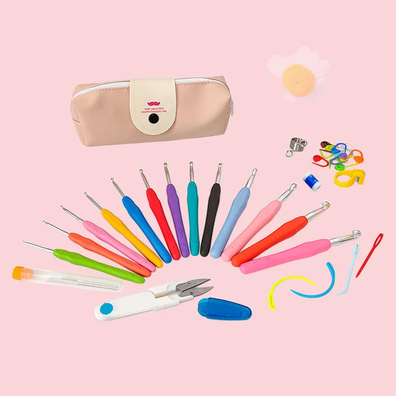 Ergonomic Soft Grip Handles Crochet Hooks Set Beginners Needlework Sewing Supplies Kit Crochet Hooks Arthritic Hands Gift Women