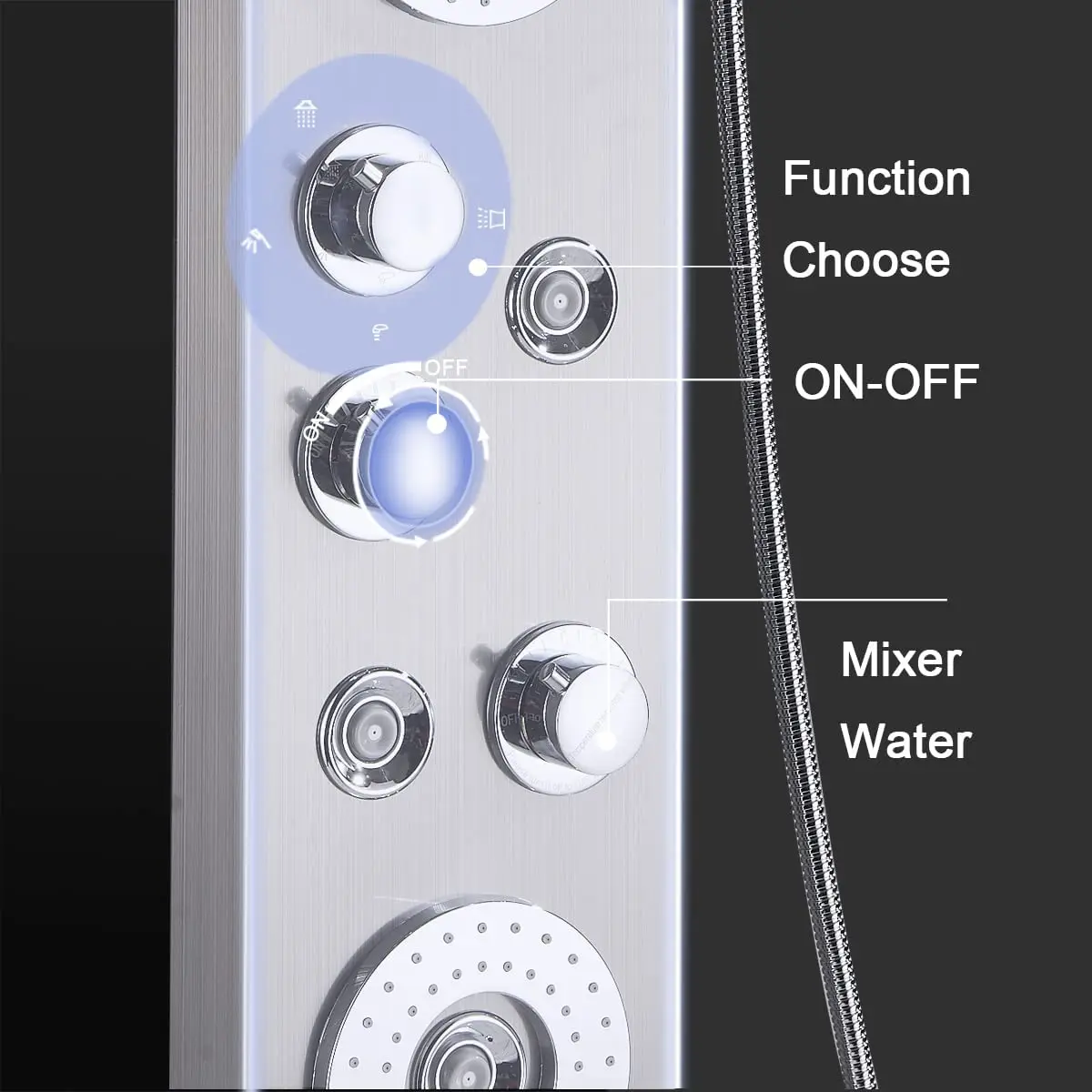 Bathroom Thermostatic Led Rainfall Stainless Steel Wall Mounted Waterfall Shower Panels