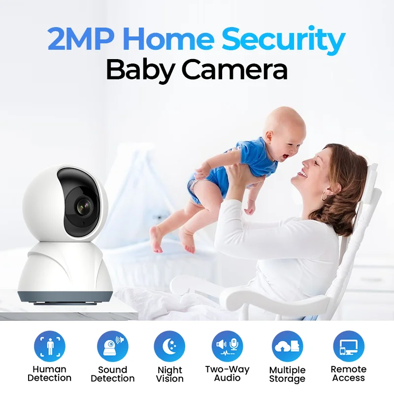 1080P humanoid detection wireless tuya cloud storage baby monitor 2MP two-way audio p2p wifi babyfoon met camera