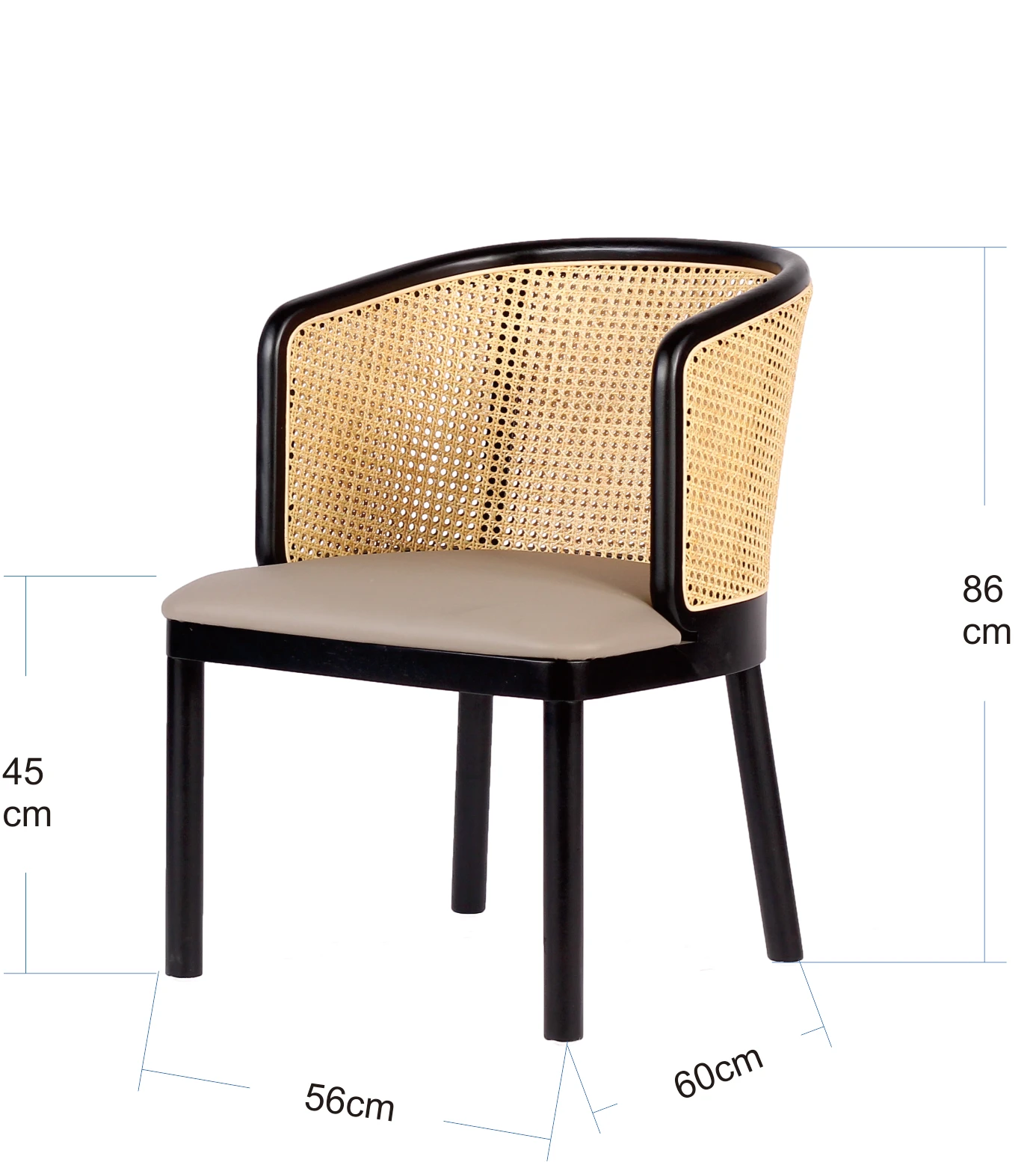 
High Quality Nordic Wooden Cafe Rattan Arm Chair Solid Wood High Back Chair Rattan 