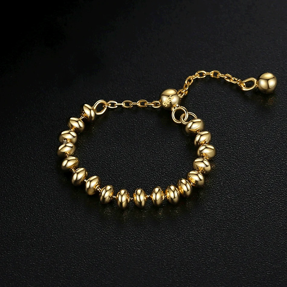 new design 925 sterling silver jewelry popular gold vermeil ball bead sparkle chain ring