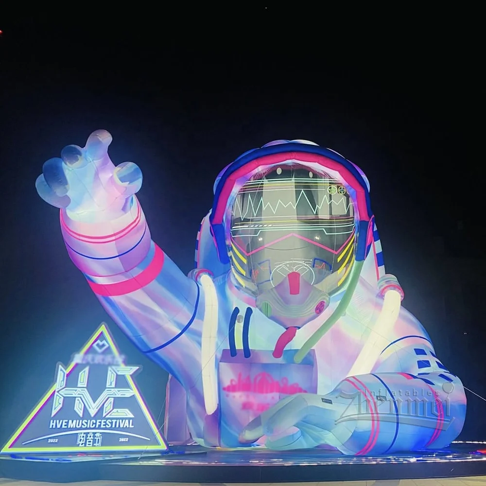 Zhenmei Manufacturer design giant advertising inflatable astronaut for stage decoration 10ft with LED lights