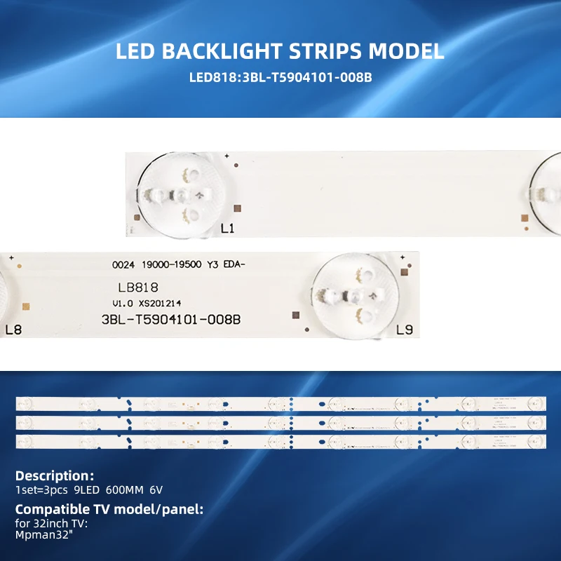 LED Backlight Strip Replacement For 32 Inch LCD TV 3BL-T5904101-008B 3BL-T5904101-003B 600MM 6V Tiras LED Para TV TLX32HDA