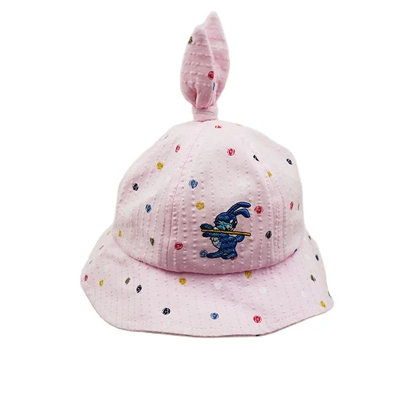 custom light brushed cotton twill pretty baby bucket hat cap with cute bunny ear  baby bucket hat for baby girl new born hat