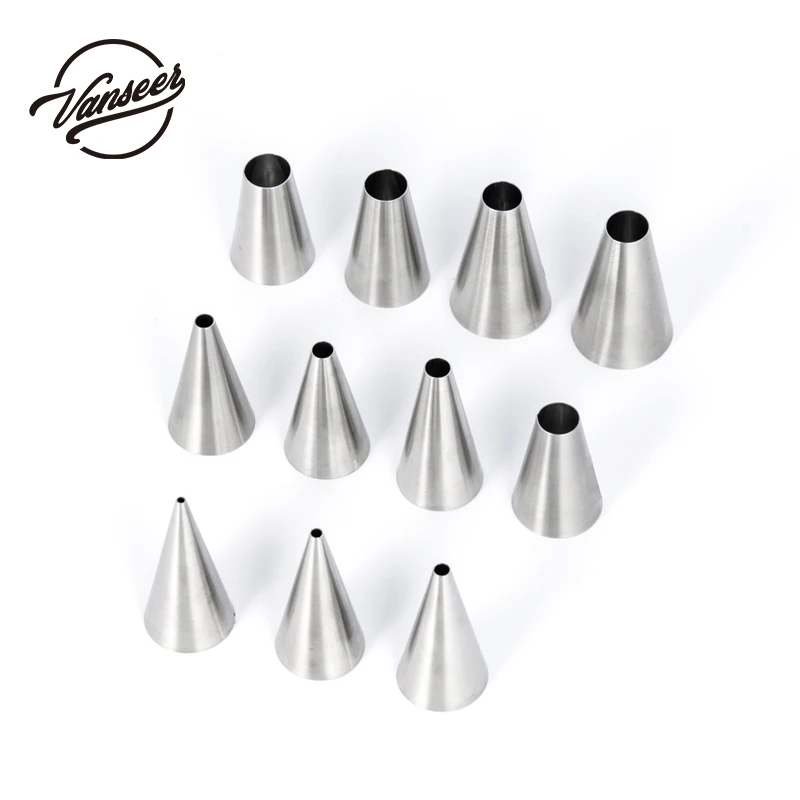Factory Wholesale Food Grade Cake Decorated Pastry Tools Nozzle Medium 304 Stainless Steel Round Shape Icing Piping Nozzles Tips