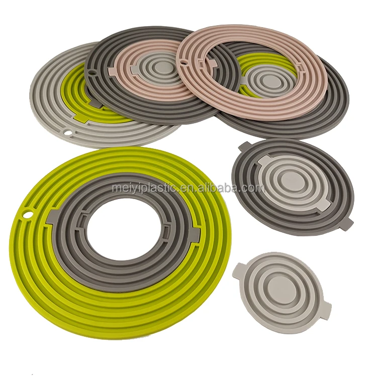 3 in 1 Detachable multi-purpose round Silicone table Mat, Silicone Pot Mat Cup Coaster For  Heat Resistant